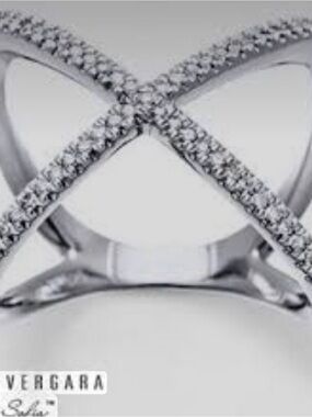 sofia by sofia vergara Silver Crisscross Pave Ring